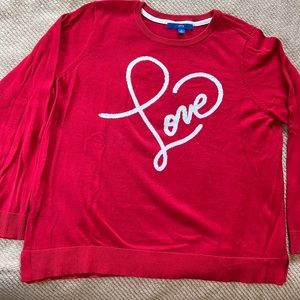 Apt 9 red “Love” sweater, size XL